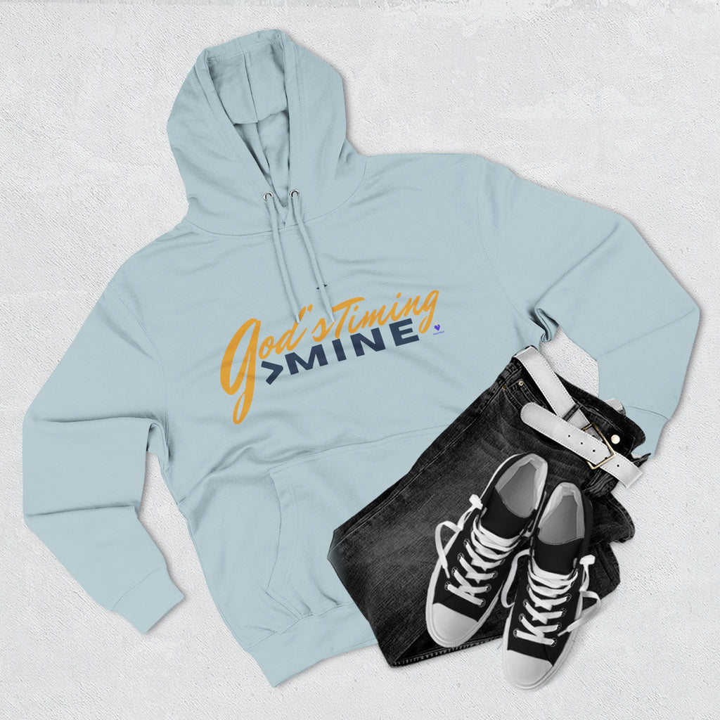 God's Timing > Mine | Unisex Fleece Hooded Sweatshirt