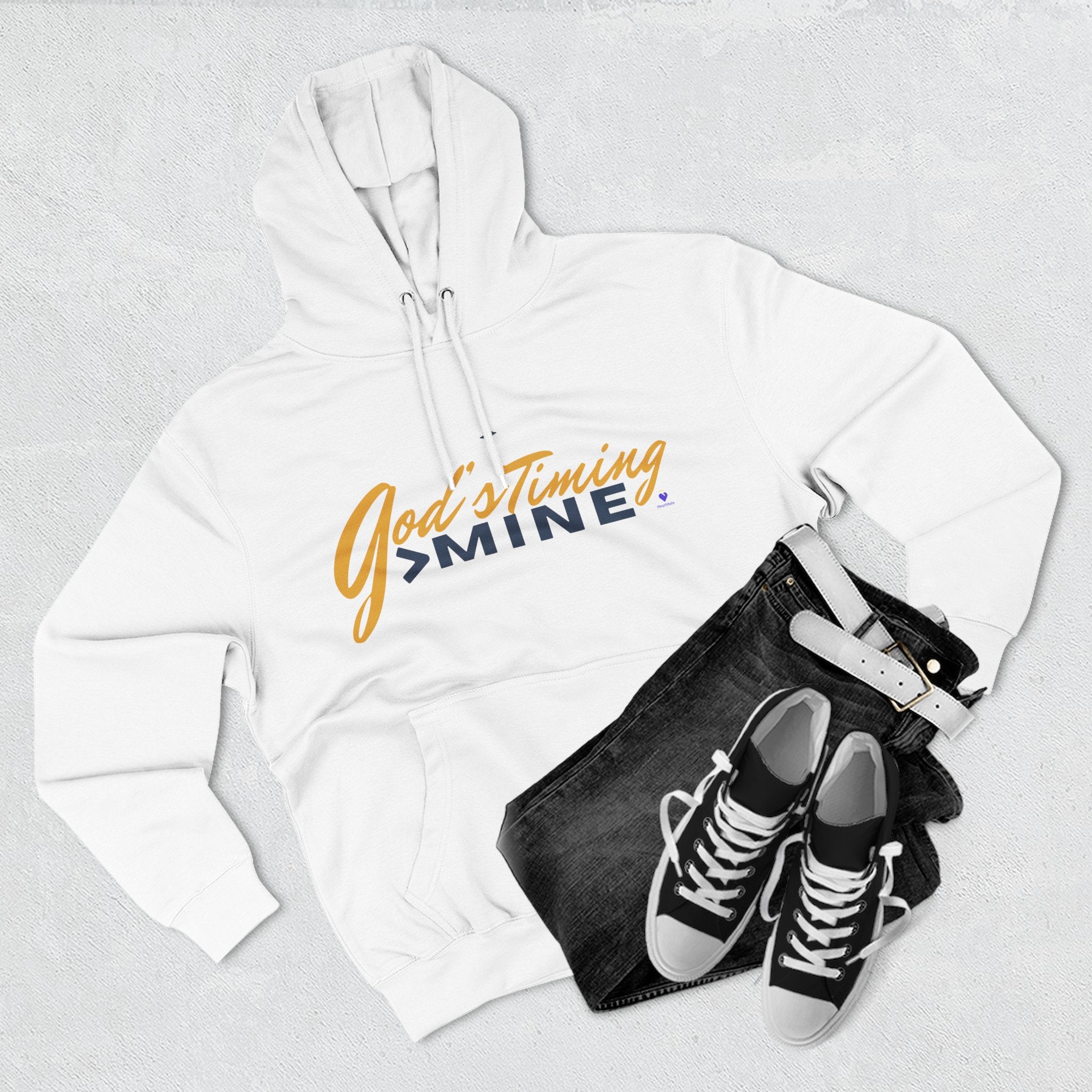 God's Timing > Mine | Unisex Fleece Hooded Sweatshirt
