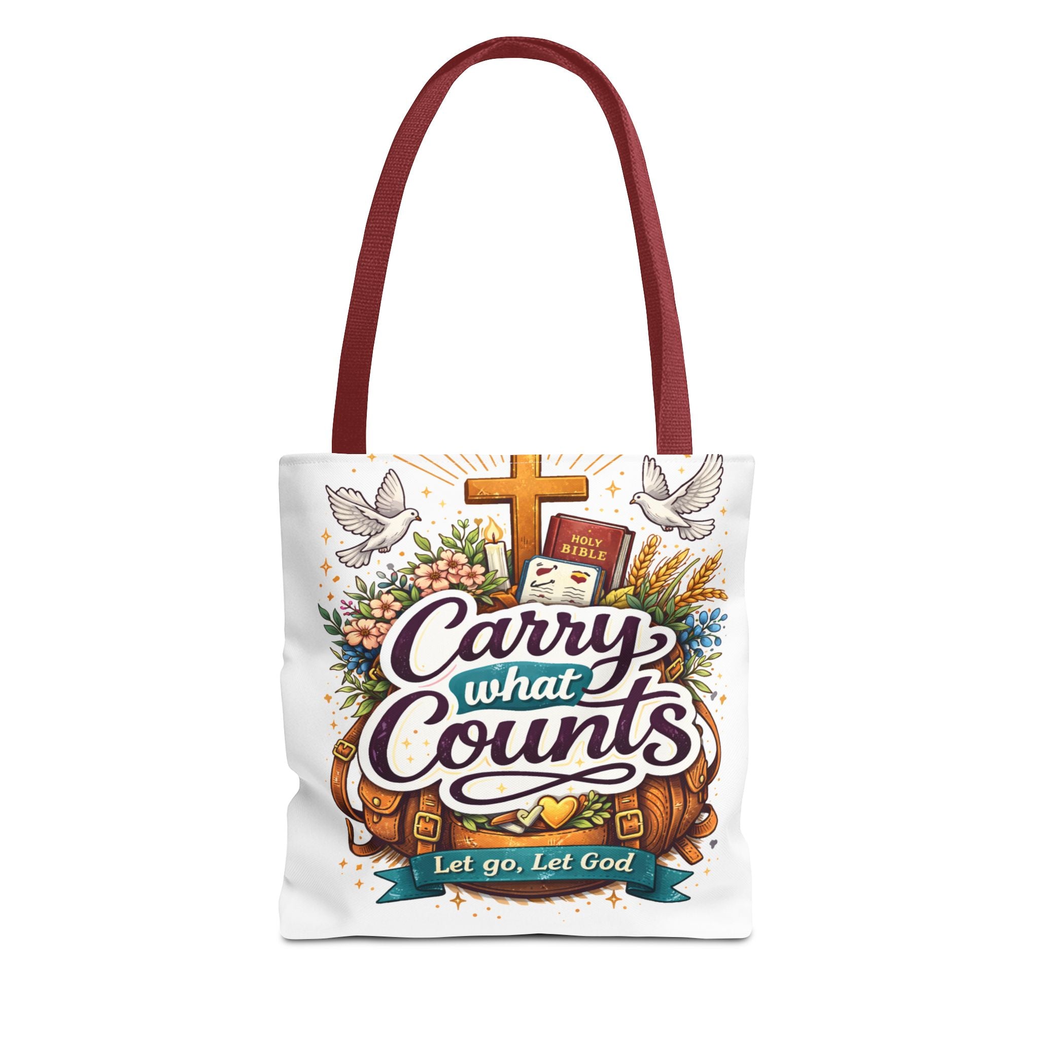 "Carry What Counts: Let Go, Let God" Inspirational Canvas Tote