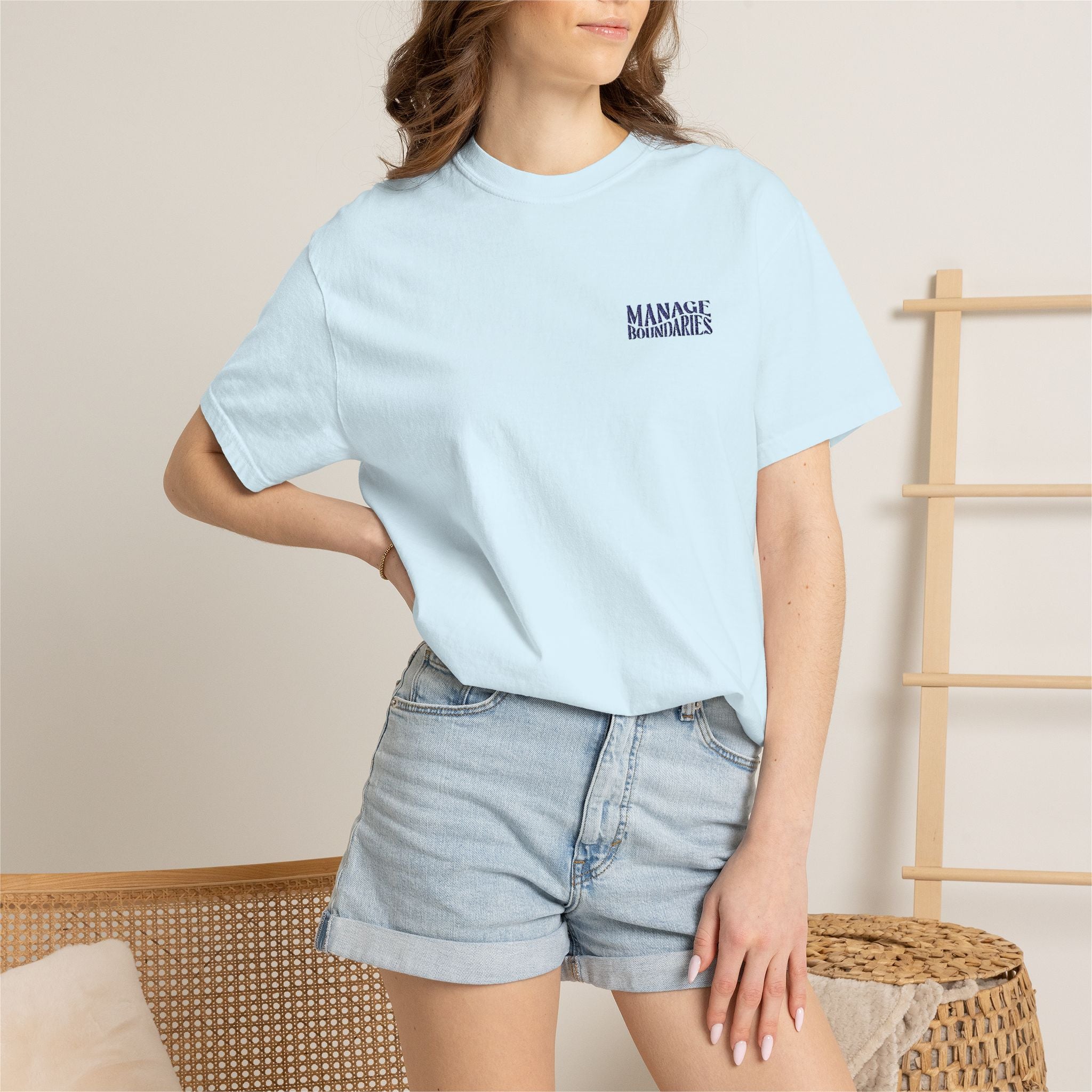 Manage Boundaries | Embroidered Garment-Dyed T-Shirt