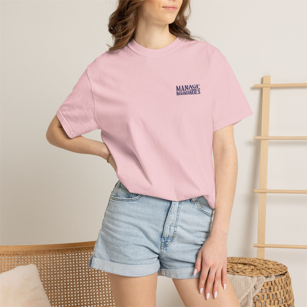 Manage Boundaries | Embroidered Garment-Dyed T-Shirt