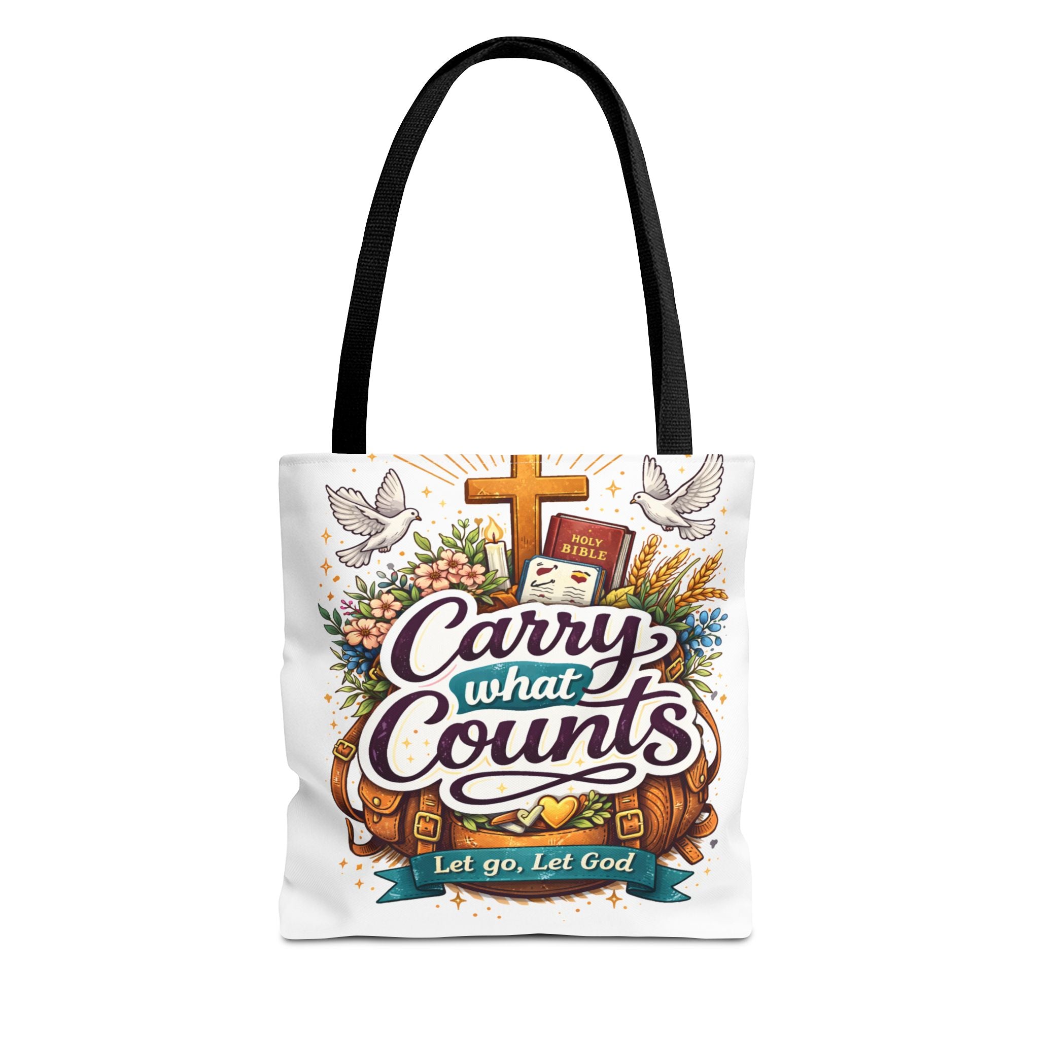 "Carry What Counts: Let Go, Let God" Inspirational Canvas Tote