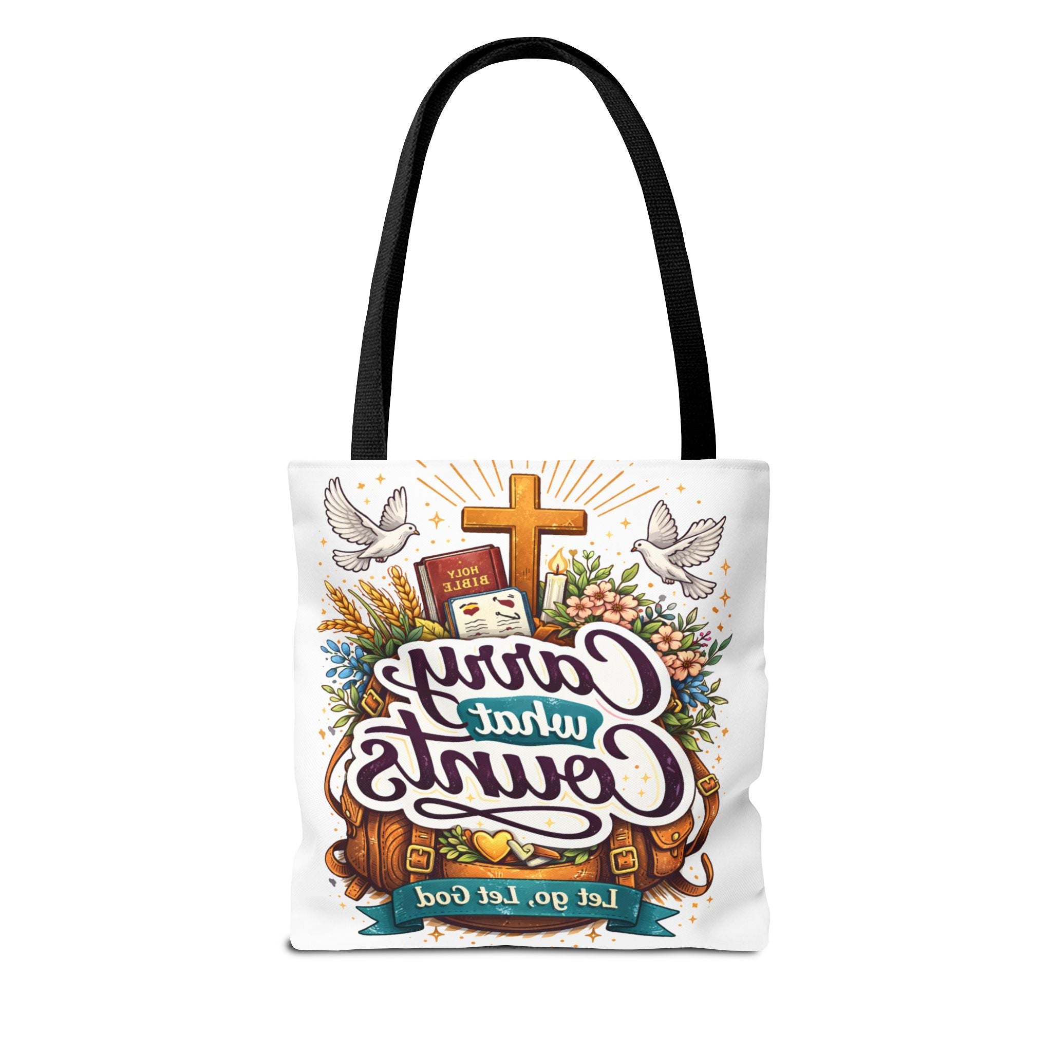 "Carry What Counts: Let Go, Let God" Inspirational Canvas Tote