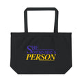 Be Someone's Person | Large Eco Tote Bag in Black, back view