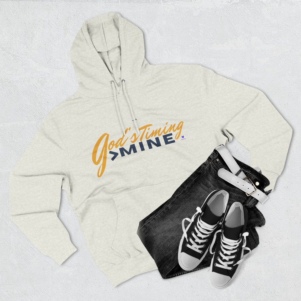 God's Timing > Mine | Unisex Fleece Hooded Sweatshirt