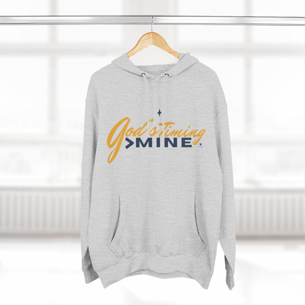 God's Timing > Mine | Unisex Fleece Hooded Sweatshirt