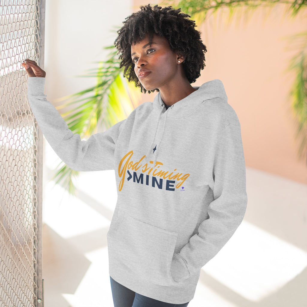 God's Timing > Mine | Unisex Fleece Hooded Sweatshirt