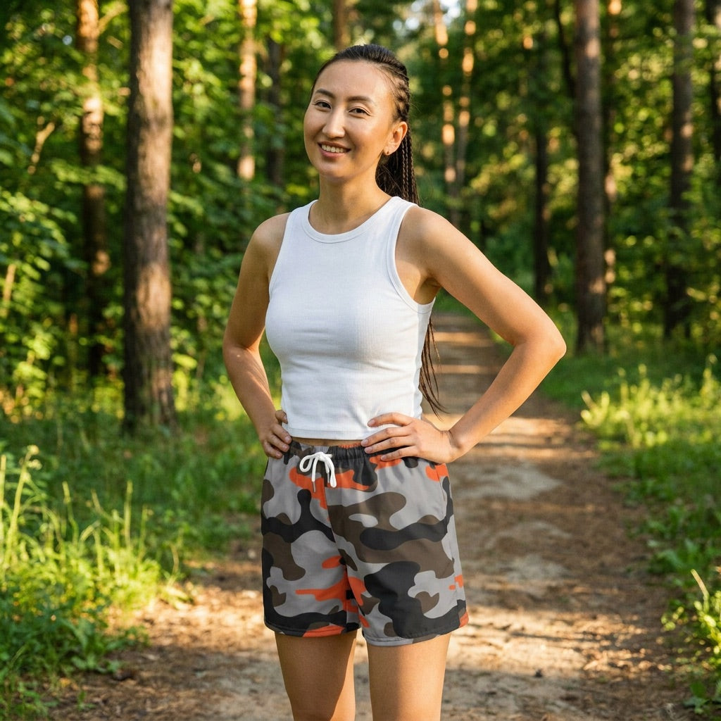 Battlecry Camo | AOP Unisex Athletic Long Shorts — Orange