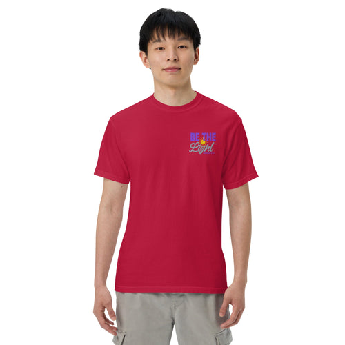 Be the Light | Embroidered Unisex garment-dyed T-Shirt in Red, back view