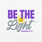 Be the Light | Embroidered Unisex garment-dyed T-Shirt in White, back view