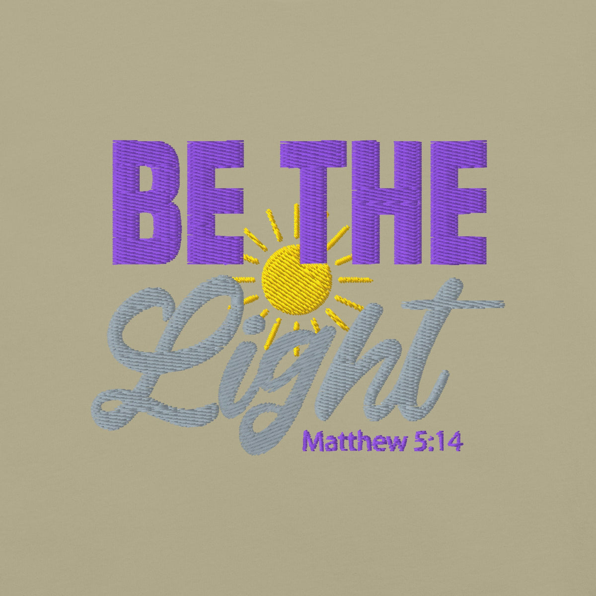 Be the Light | Embroidered Unisex garment-dyed T-Shirt in Khaki, back view