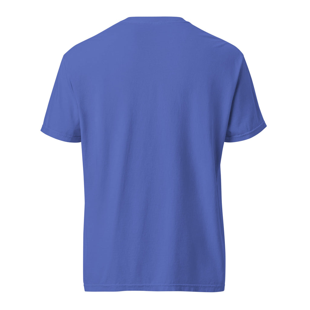 Be the Light | Embroidered Unisex garment-dyed T-Shirt in Flo Blue, back view