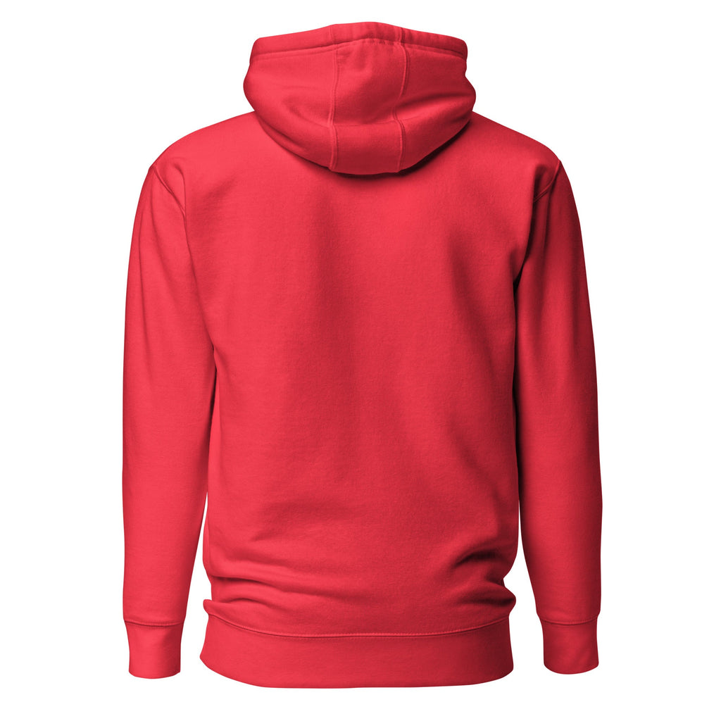 Be the Light | Embroidered - Unisex Premium Pullover Hoodie in Team Red, back view