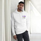 Be the Light | Embroidered - Unisex Premium Pullover Hoodie in White, back view