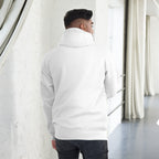Be the Light | Embroidered - Unisex Premium Pullover Hoodie in White, back view