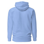 Be the Light | Embroidered - Unisex Premium Pullover Hoodie in Carolina Blue, back view