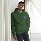 Be the Light | Embroidered - Unisex Premium Pullover Hoodie in Forest Green, back view