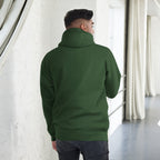 Be the Light | Embroidered - Unisex Premium Pullover Hoodie in Forest Green, back view