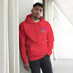 Be the Light | Embroidered - Unisex Premium Pullover Hoodie in Team Red, back view