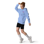 Be the Light | Embroidered - Unisex Premium Pullover Hoodie in Carolina Blue, back view