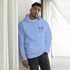 Be the Light | Embroidered - Unisex Premium Pullover Hoodie in Carolina Blue, back view