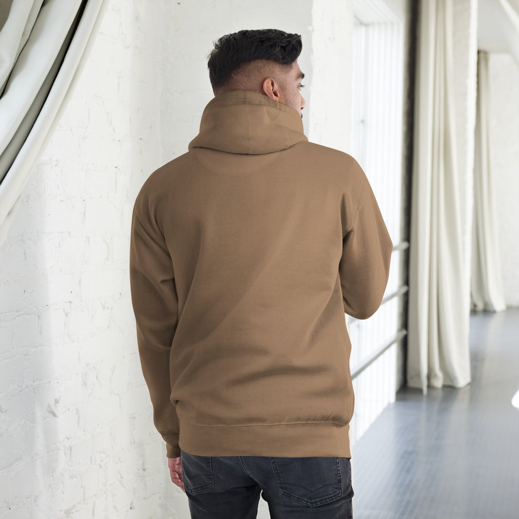 Be the Light | Embroidered - Unisex Premium Pullover Hoodie in Latte, back view