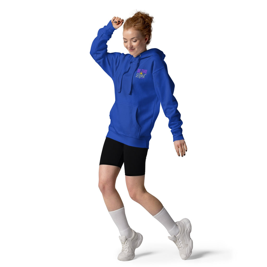 Be the Light | Embroidered - Unisex Premium Pullover Hoodie in Team Royal, back view