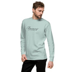 Becoming, Not Behind embroidered premium sweatshirt in Agave, product view