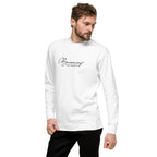 Becoming, Not Behind embroidered premium sweatshirt in White, product view