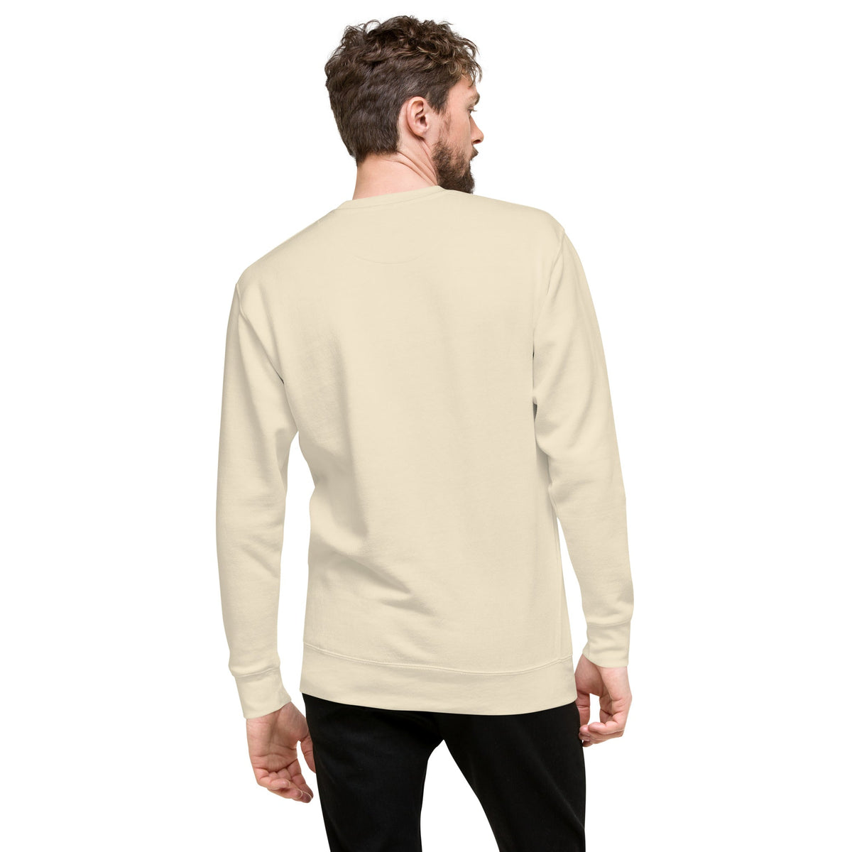 Becoming, Not Behind embroidered premium sweatshirt in Bone, product view
