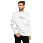 Becoming, Not Behind embroidered premium sweatshirt in White, product view