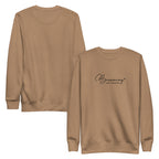 Becoming, Not Behind embroidered premium sweatshirt in Latte, product view