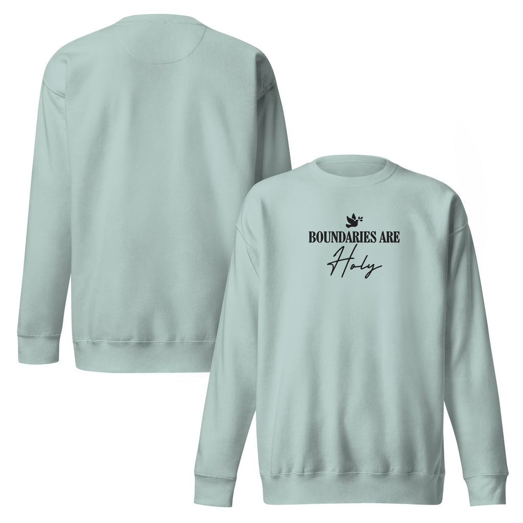 Boundaries Are Holy embroidered premium sweatshirt in Agave, product view