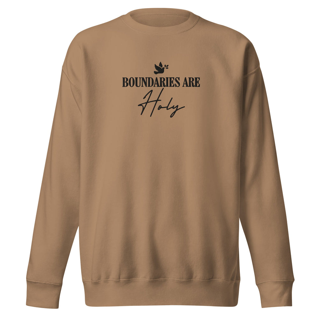 Boundaries Are Holy embroidered premium sweatshirt in Latte, product view