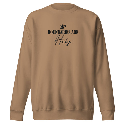 Boundaries Are Holy embroidered premium sweatshirt in Latte, product view
