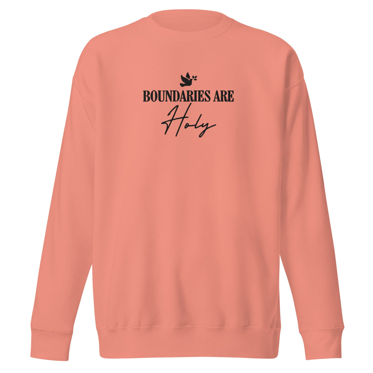 Boundaries Are Holy embroidered premium sweatshirt in Dusty Rose, product view