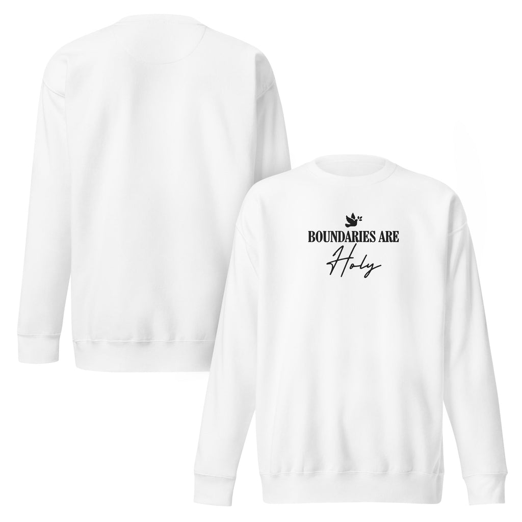 Boundaries Are Holy embroidered premium sweatshirt in White, product view