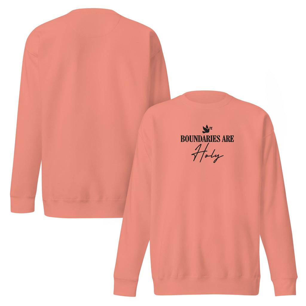 Boundaries Are Holy embroidered premium sweatshirt in Dusty Rose, product view