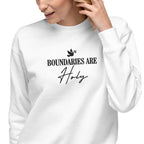 Boundaries Are Holy embroidered premium sweatshirt in White, product view