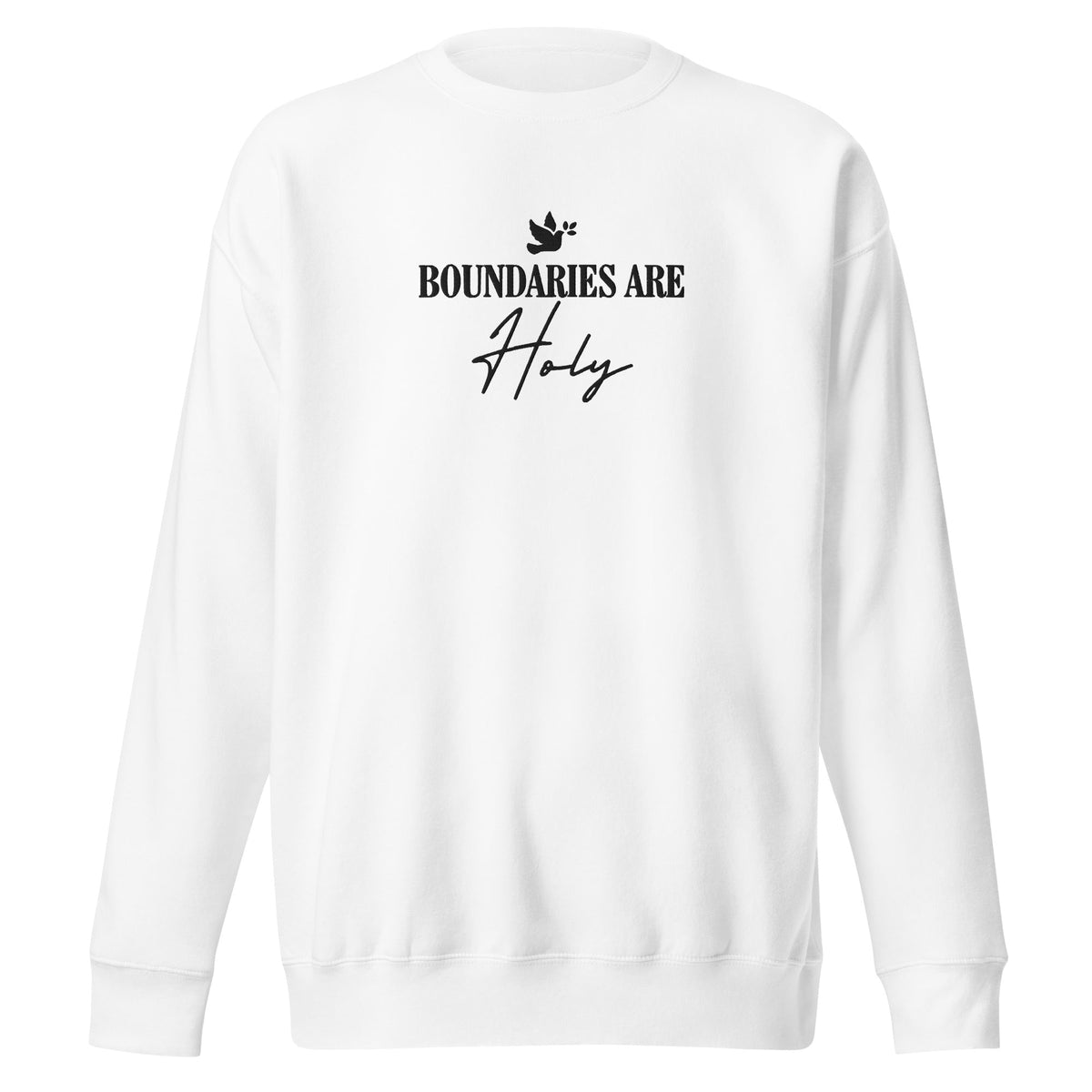 Boundaries Are Holy embroidered premium sweatshirt in White, product view