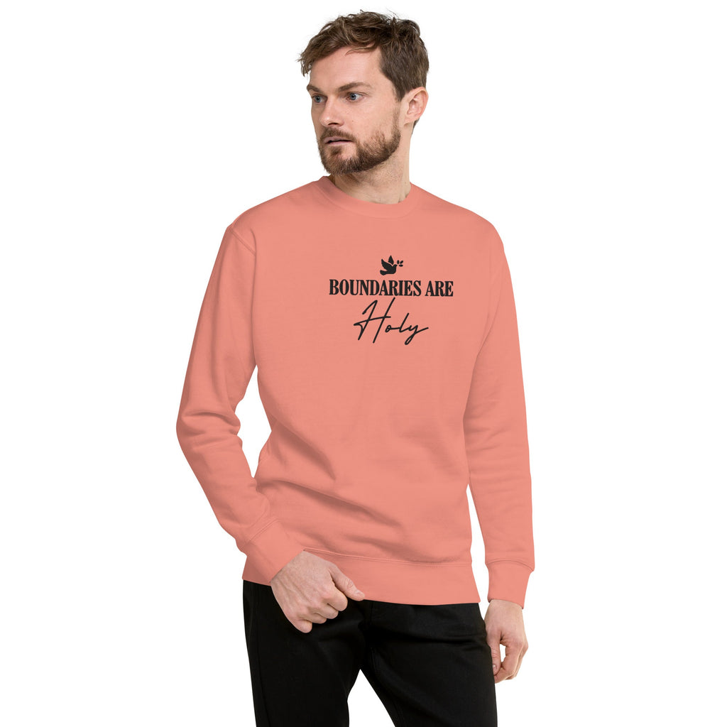 Boundaries Are Holy embroidered premium sweatshirt in Dusty Rose, product view
