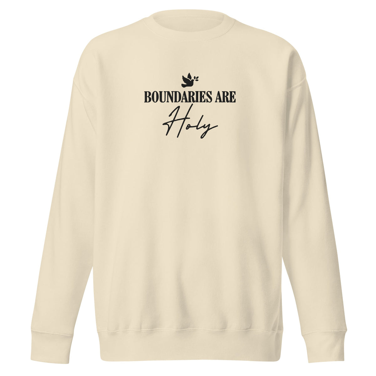 Boundaries Are Holy embroidered premium sweatshirt in Bone, product view