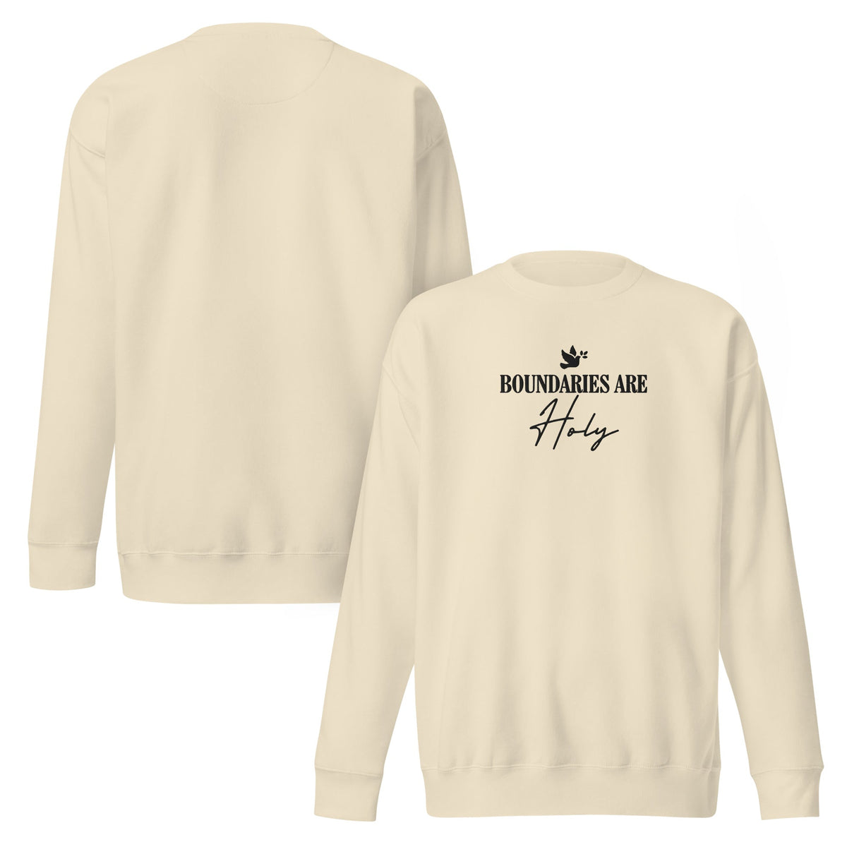 Boundaries Are Holy embroidered premium sweatshirt in Bone, product view