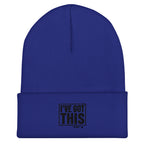 I’ve Got This | Embroidered Unisex Cuffed Beanie in Royal, front view