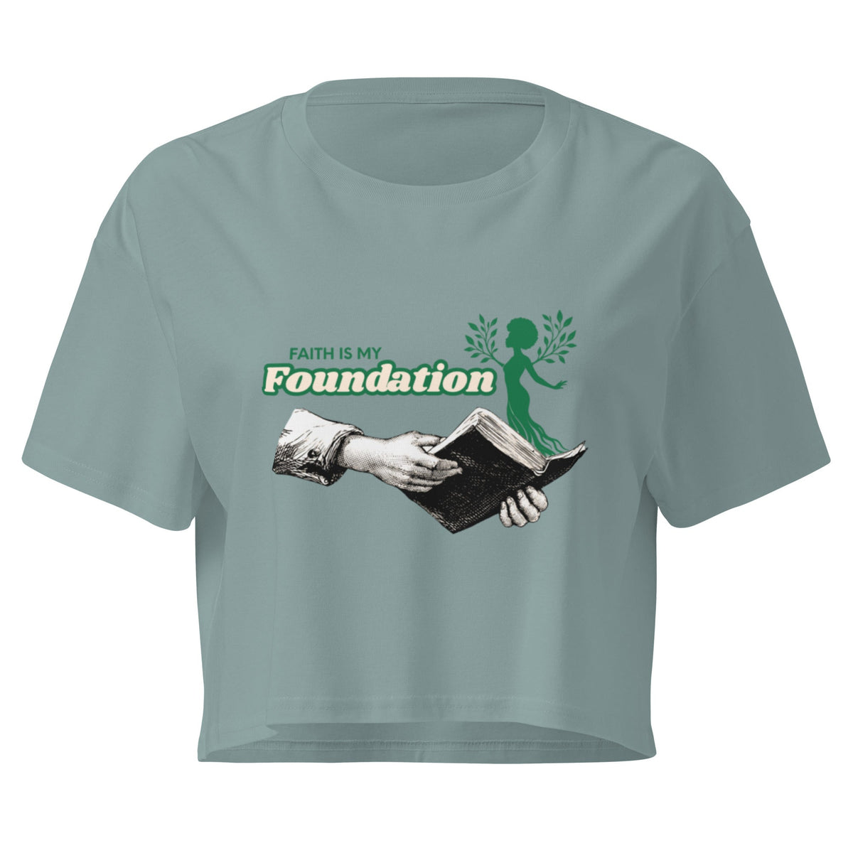 Faith is my Foundation | Women’s crop top in Mineral, front view