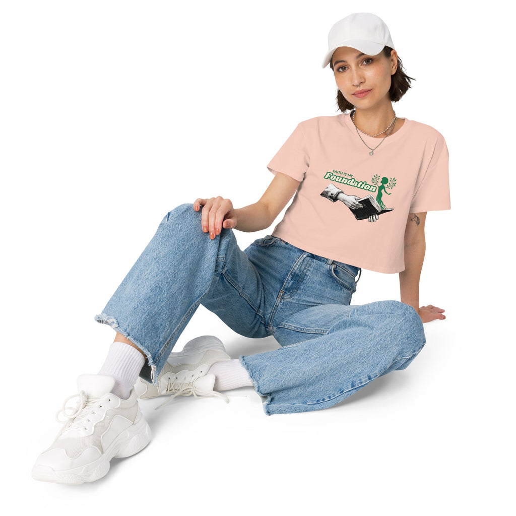Faith is my Foundation | Women’s crop top in Pale Pink, back view