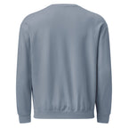 God is Good all the time | Embroidered Unisex Garment-Dyed Fleece Sweatshirt in Blue Jean, back view