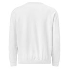 God is Good all the time | Embroidered Unisex Garment-Dyed Fleece Sweatshirt in White, back view