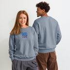 God is Good all the time | Embroidered Unisex Garment-Dyed Fleece Sweatshirt in Blue Jean, back view
