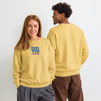 God is Good all the time | Embroidered Unisex Garment-Dyed Fleece Sweatshirt in Butter, back view